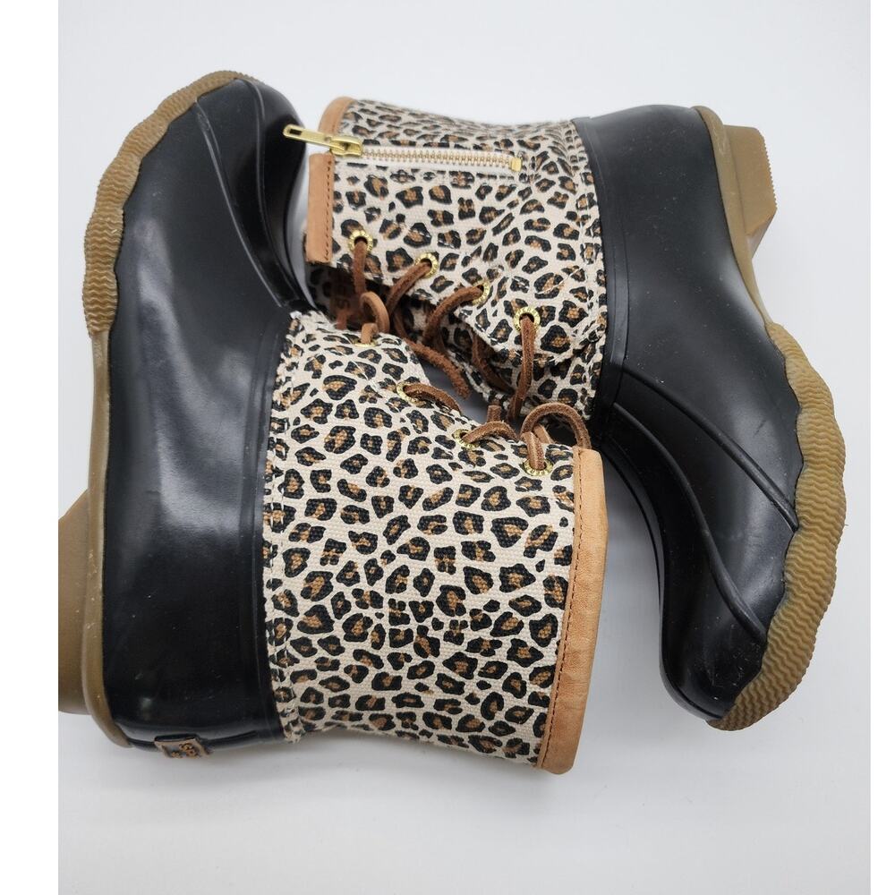 Sperry Womens Size 9.5 Saltwater Animal Print Textile Multi Duck Boots - Picture 10 of 11